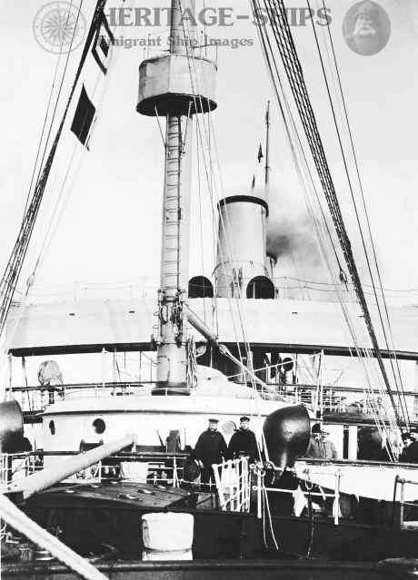 S/S Auguste Victoria of the Hamburg America Line photographed deck view.