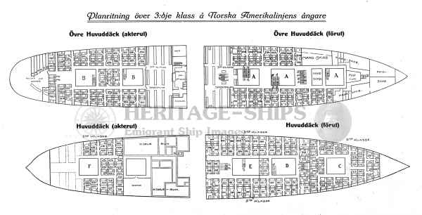 (image for) Bergensfjord and Kristianiafjord - 3rd class plan