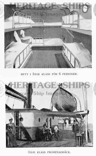 (image for) Dominion Line - 3rd class accommodation – 6-berth cabin and promenade deck.